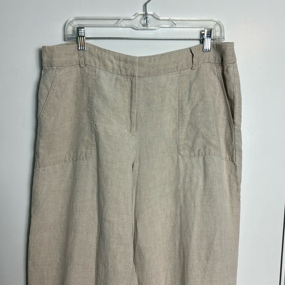 Talbots 100% Linen Tan Straight Leg Pants Trousers Size 12 - Picture 2 of 11